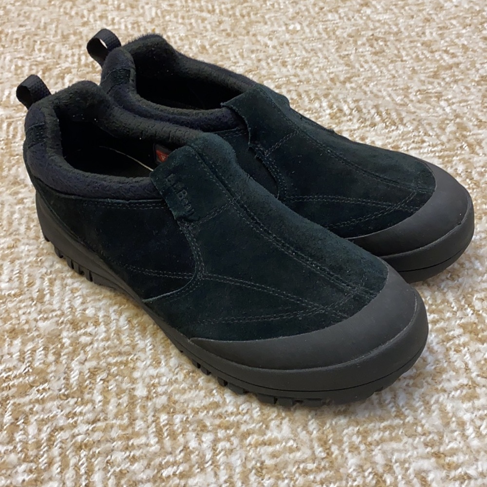 LL Bean Black Suede Slip On Comfort Mocs Men’s 9M